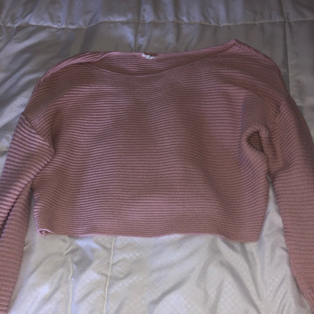 garage pink cropped sweater (small)